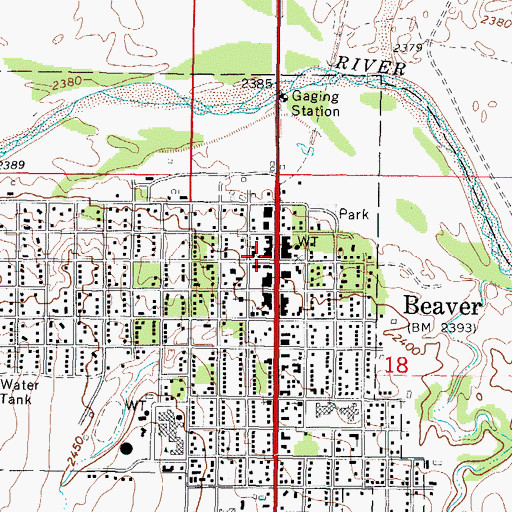 Topographic Map of Beaver Police Department, OK