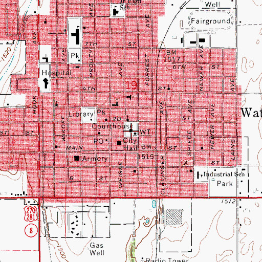 Topographic Map of Blaine County Jail, OK