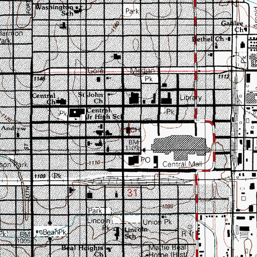 Topographic Map of Comanche County Detention Center, OK