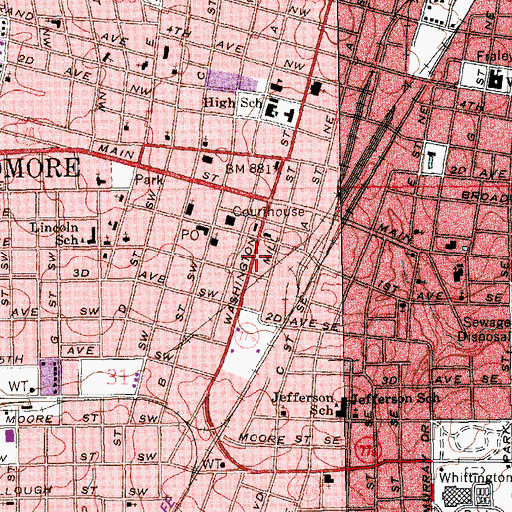 Topographic Map of Carter County Jail, OK