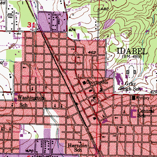 Topographic Map of McCurtain County Jail, OK