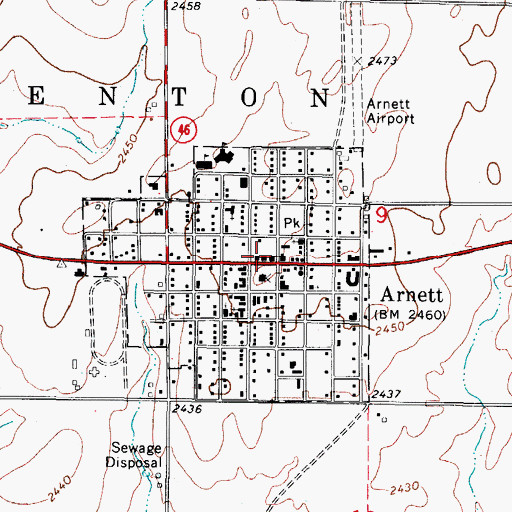 Topographic Map of Arnett Police Department, OK
