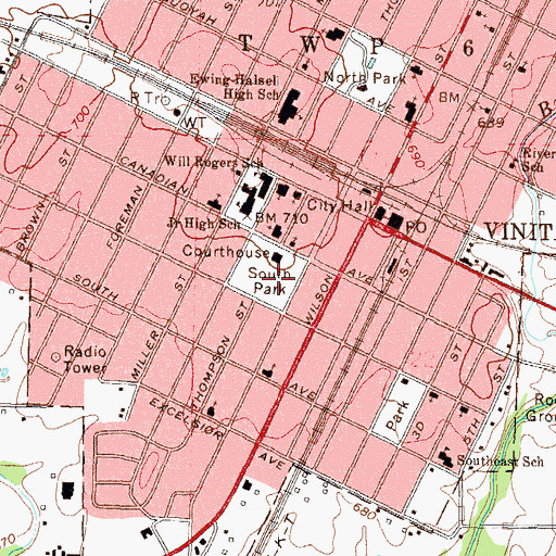 Topographic Map of Craig County Jail, OK