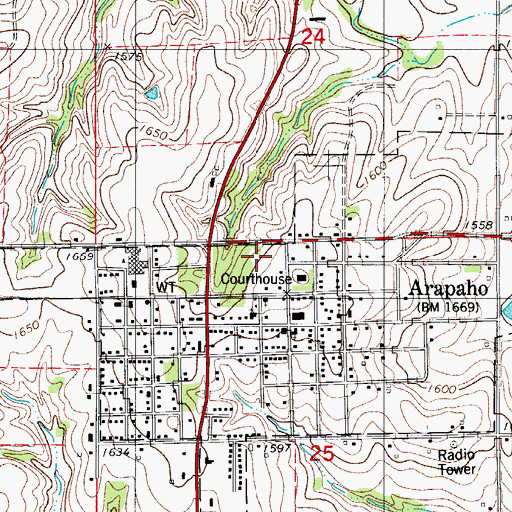 Topographic Map of Custer County Jail, OK