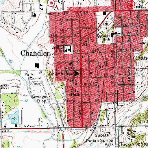 Topographic Map of Lincoln County Jail, OK