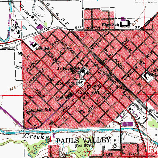 Topographic Map of Garvin County Jail, OK