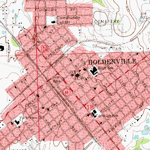 Topographic Map of Hughes County Jail, OK