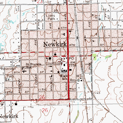 Topographic Map of Kay County Jail, OK