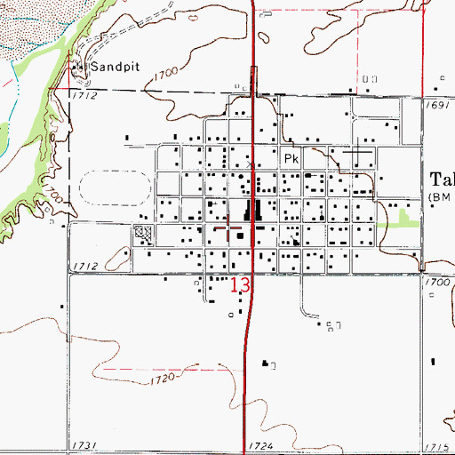Topographic Map of Dewey County Sheriff's Office, OK