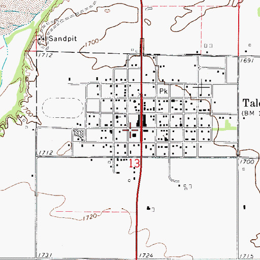 Topographic Map of Dewey County Jail, OK