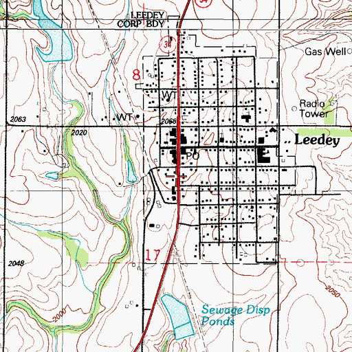 Topographic Map of Leedy Police Department, OK