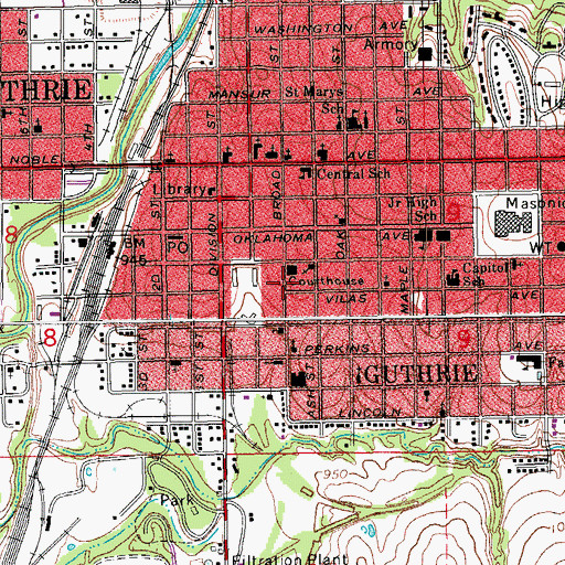 Topographic Map of Logan County Jail, OK