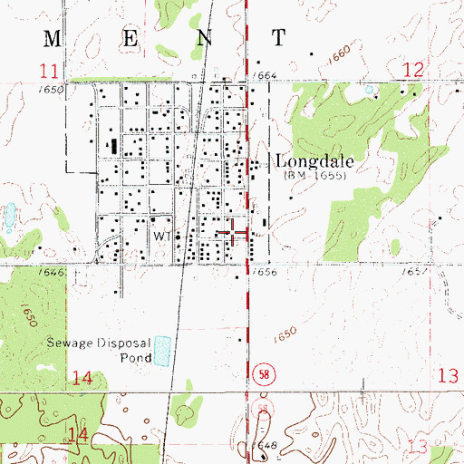 Topographic Map of Blaine County Jail Longdale, OK