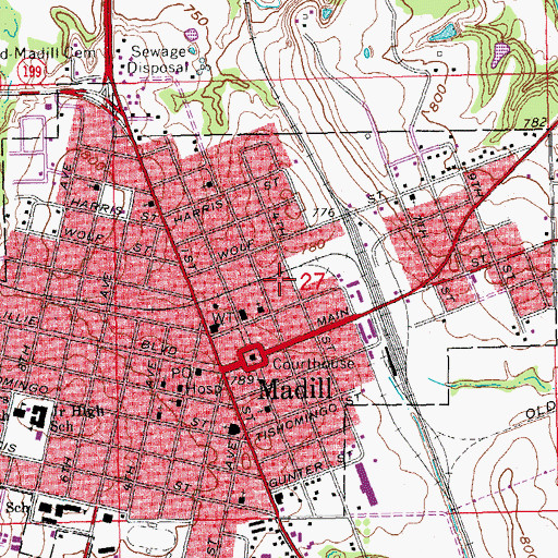 Topographic Map of Marshall County Jail, OK