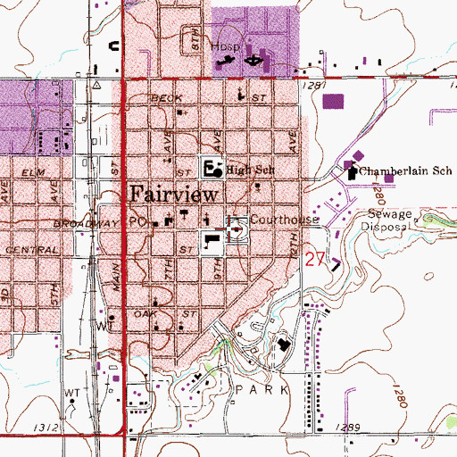 Topographic Map of Major County Jail, OK