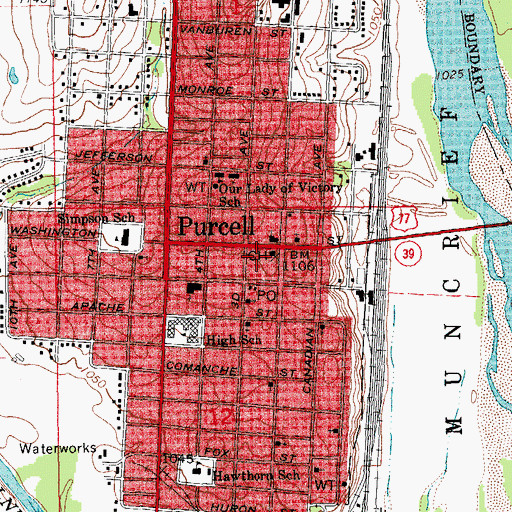 Topographic Map of Esau R Green Detention Center, OK