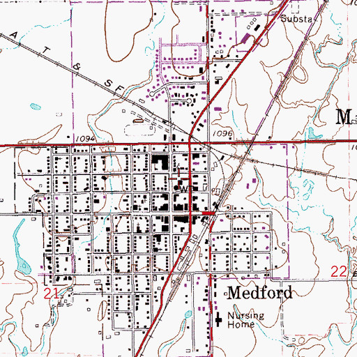 Topographic Map of Grant County Sheriff's Office, OK