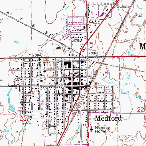 Topographic Map of Grant County Jail, OK