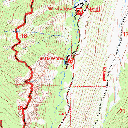 Topographic Map of Big Meadow Campground, CA