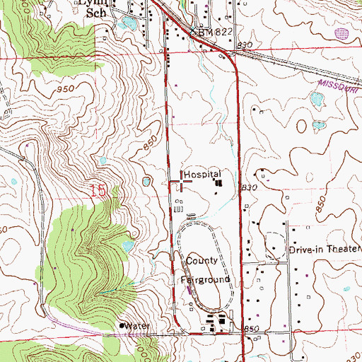 Topographic Map of Osage County Jail, OK