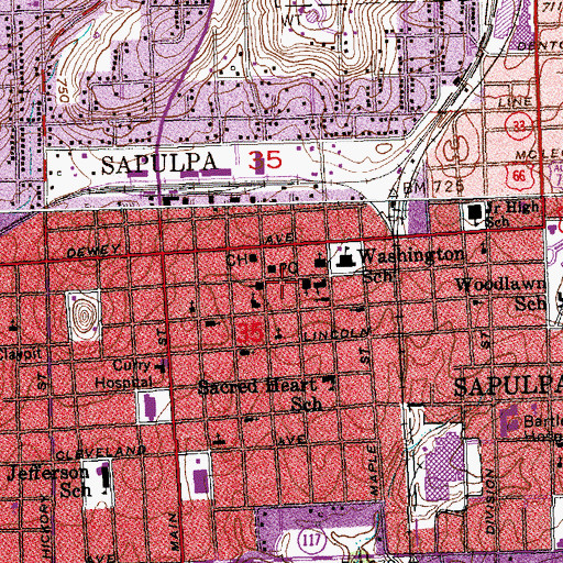 Topographic Map of Creek County Sheriff's Office, OK