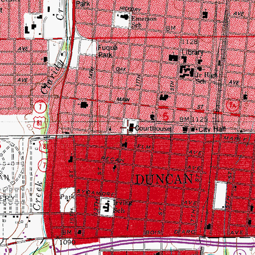 Topographic Map of Stephens County Jail, OK