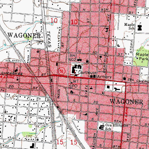 Topographic Map of Wagoner County Jail, OK