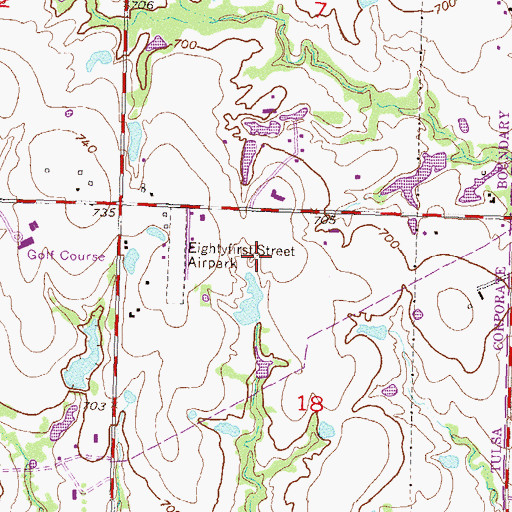 Topographic Map of Tulsa Community College Police Department Southeast Campus, OK
