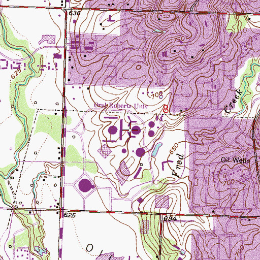 Topographic Map of Oral Roberts University Department of Public Safety and Security, OK
