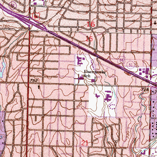 Topographic Map of Tulsa Public Schools Campus Police Department, OK