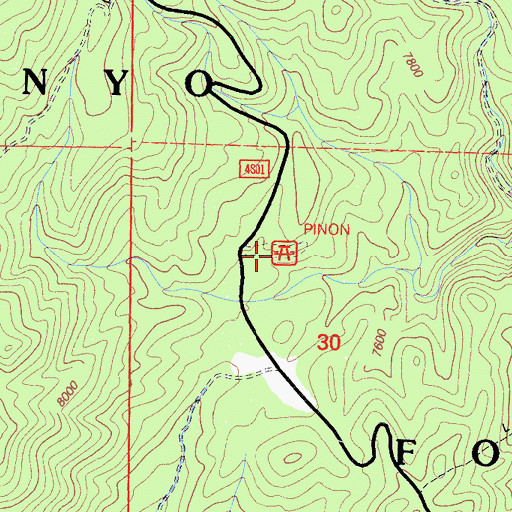 Topographic Map of Pinon Picnic Area, CA