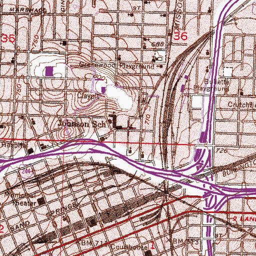 Topographic Map of Oklahoma State University Tulsa Campus Police Department, OK