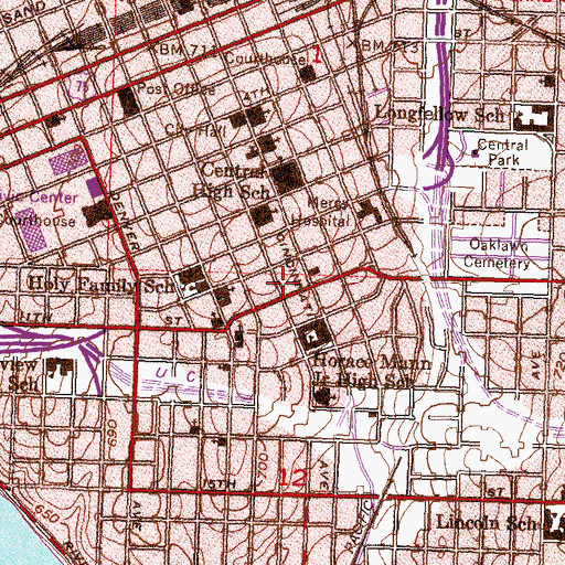 Topographic Map of Tulsa Community College Police Department Metro Campus, OK