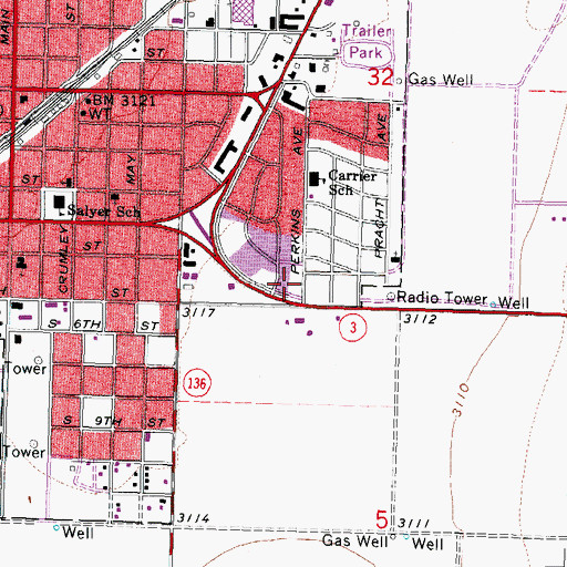 Topographic Map of Oklahoma State Highway Patrol - Troop I, OK