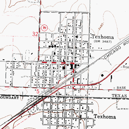 Topographic Map of Texhoma Police Department, OK