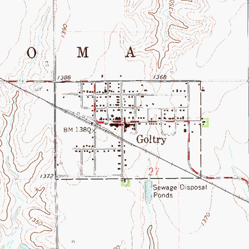 Topographic Map of Goltry Police Department, OK