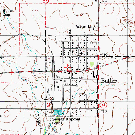 Topographic Map of Butler Police Department, OK