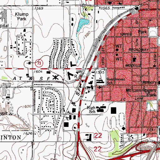 Topographic Map of Oklahoma State Highway Patrol Troop H, OK