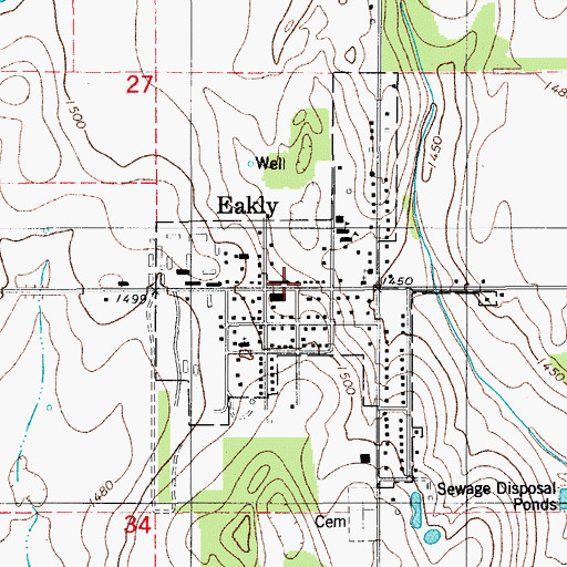 Topographic Map of Eakly Police Department, OK