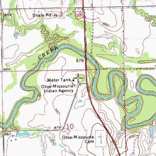 Topographic Map of Otoe Missouria Police Department, OK