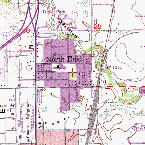 Topographic Map of North End Police Department, OK