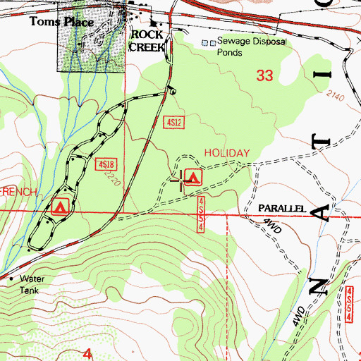Topographic Map of Holiday Campground, CA