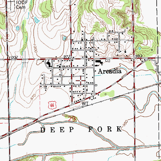 Topographic Map of Arcadia Police Department, OK