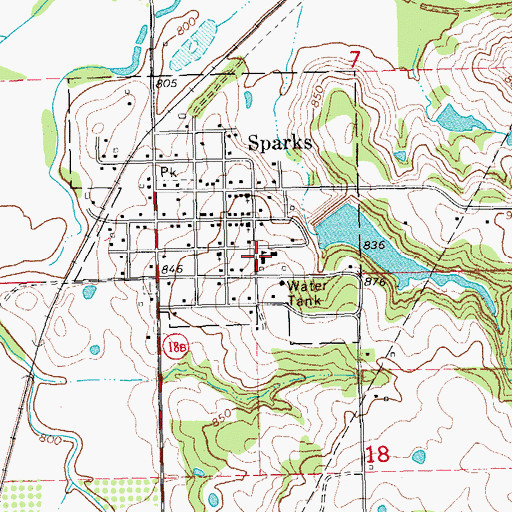 Topographic Map of Sparks Police Department, OK