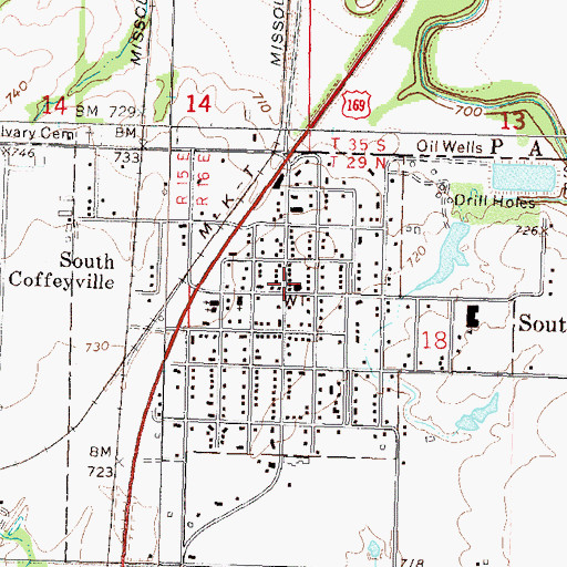 Topographic Map of South Coffeyville Police Department, OK