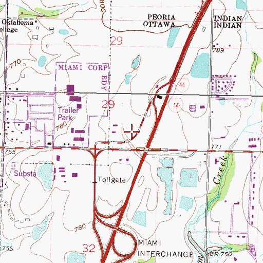 Topographic Map of Miami Tribe of Oklahoma Police Department, OK