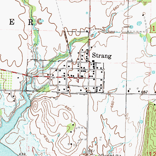 Topographic Map of Strang Police Department, OK