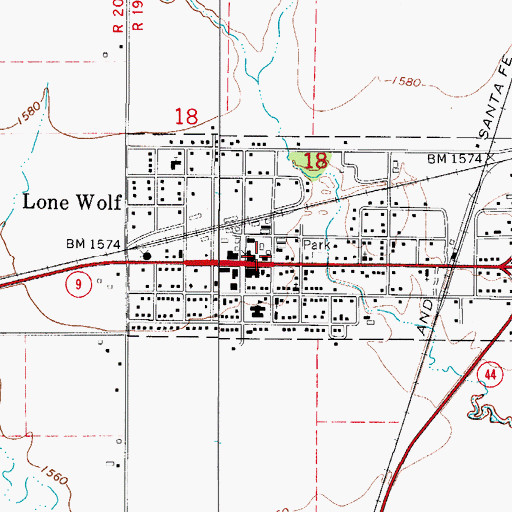 Topographic Map of Lone Wolf Police Department, OK