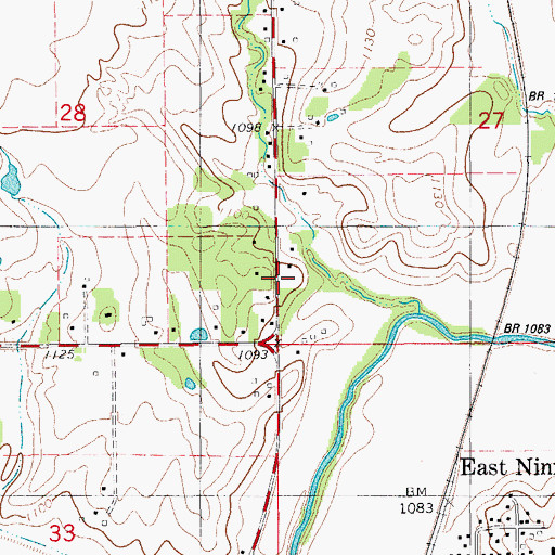 Topographic Map of Ninnekah Police Department, OK
