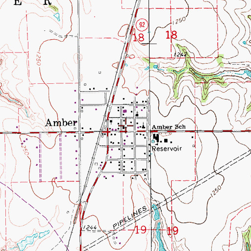 Topographic Map of Amber Police Department, OK